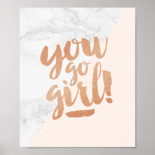 Poster Citation You Go Girl Marble Gold Handletter
