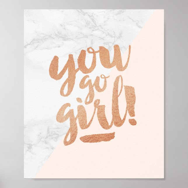 Poster Citation You Go Girl Marble Gold Handletter (Devant)