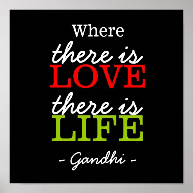 Poster Citations Inspirationnelles Gandhi : Love Life : N (Devant)
