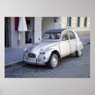 Poster Citroën 2CV en argent