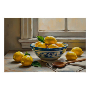 Poster Citrons près de la fenêtre, une nature morte médit