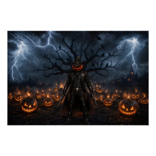 Poster Citrouille de Halloween effrayante Cowboy Shérif F