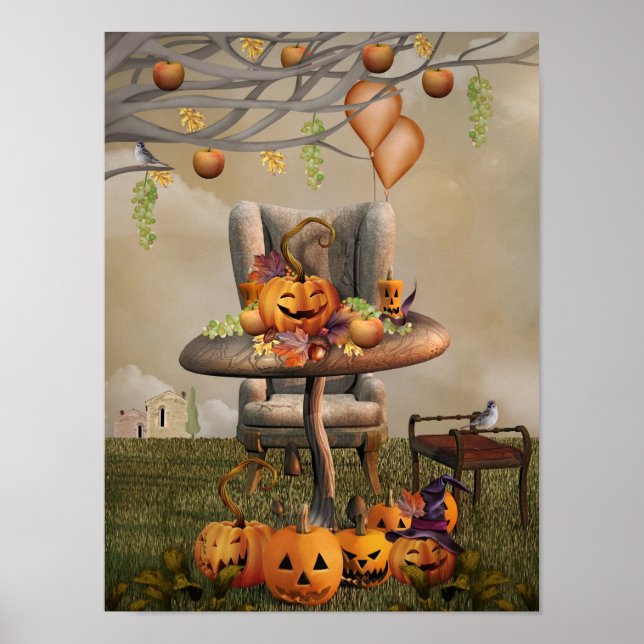 Poster Citrouille de Halloween Fête Imaginaire Art (Devant)