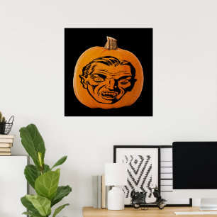 Poster Citrouille de Jack aux traits de vampire, Citrouil