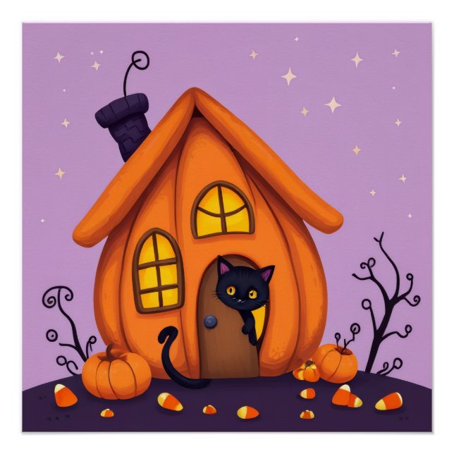 Poster Citrouille d'Halloween - mignon et amusant (Devant)