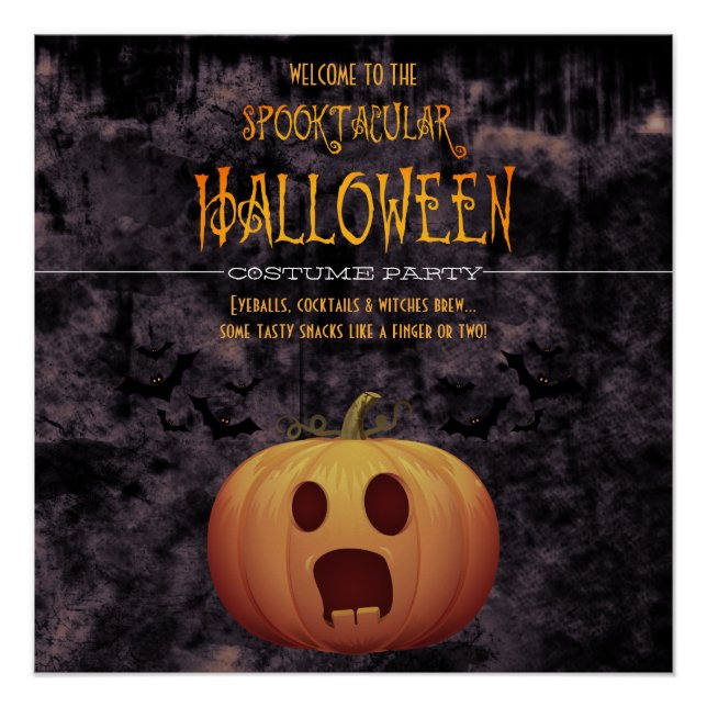 Poster Citrouille du parti d'Halloween Spooktacular (Devant)