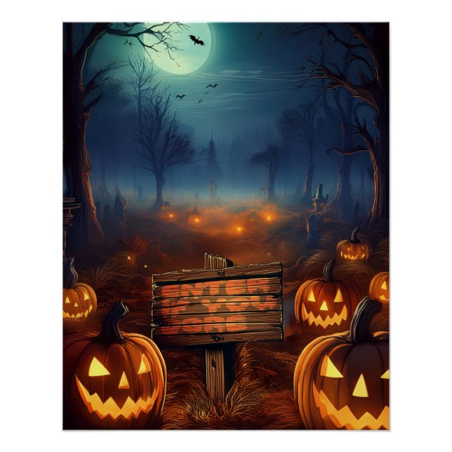 Poster Citrouille effrayante de l'Halloween (Devant)