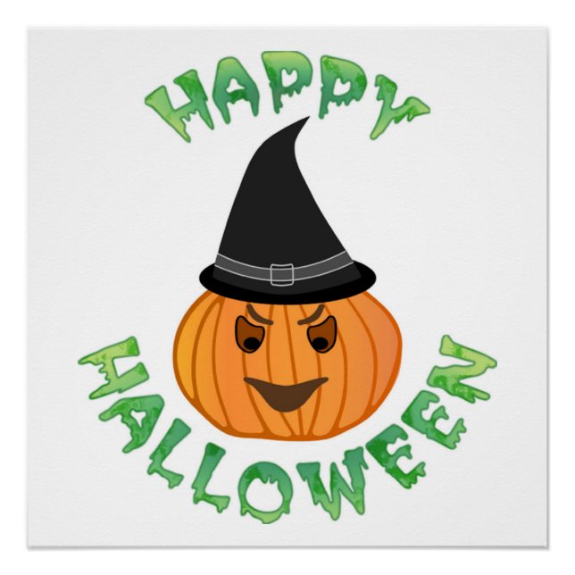 Poster citrouille "HAPPY HALLOWEEN" (Devant)