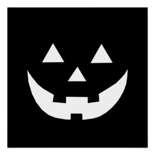 Poster Citrouille Jack-o'-lantern noir blanc Halloween