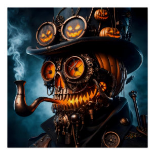 Poster Citrouille Jack-O-Lantern Steampunk Gothique Hallo