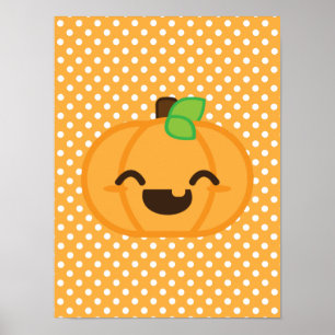 Poster Citrouille Kawaii Jack-o'-lantern Imprimer