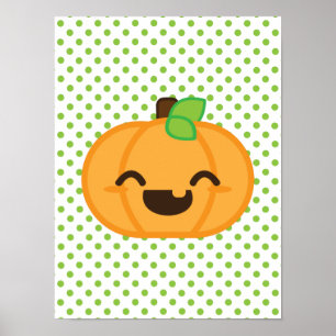Poster Citrouille Kawaii Jack-o'-lantern Imprimer