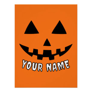Poster Citrouille orange personnalisé Halloween Votre Nom
