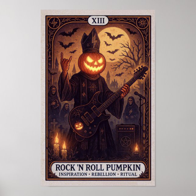 Poster Citrouille Rock’N Roll - Carte Tarot Gothiq (Devant)
