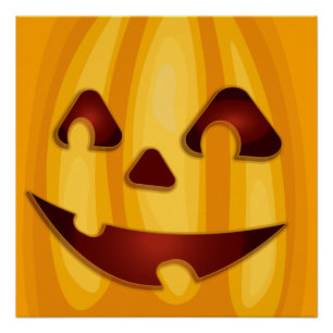 Poster Citrouille sculpté souriant design Halloween