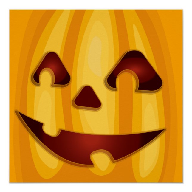 Poster Citrouille sculpté souriant design Halloween (Devant)