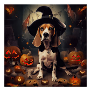 Poster Citrouilles Beagle Halloween Épouvantables