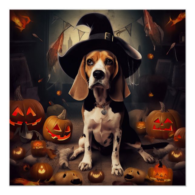 Poster Citrouilles Beagle Halloween Épouvantables (Devant)