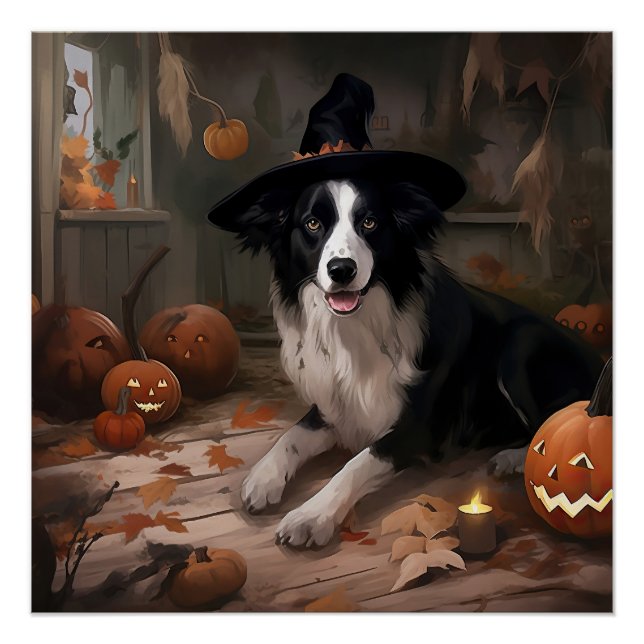 Poster Citrouilles Border Collie Halloween Épouvantable  (Devant)