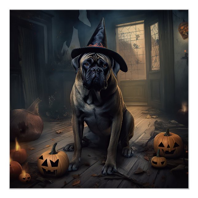 Poster Citrouilles Bullmastiff Halloween Épouvantables (Devant)
