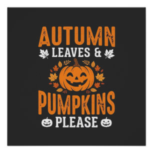 Poster Citrouilles de feuilles d'automne S'il vous plaît 