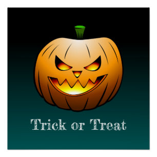 Poster Citrouilles d'Halloween des friandises ou un sort