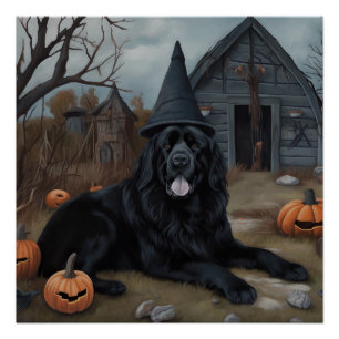 Poster Citrouilles d'Halloween effrayantes de Terre-Neuve