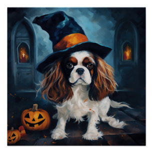 Poster Citrouilles Halloween Cavalier King effrayantes