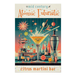 Poster Citrus Martini Bar Futuriste Atomique du milieu du