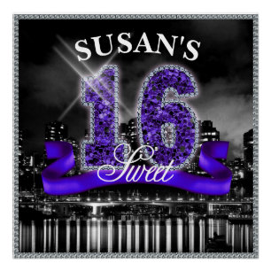 Poster City Lights Sweet sixteen violet ID119