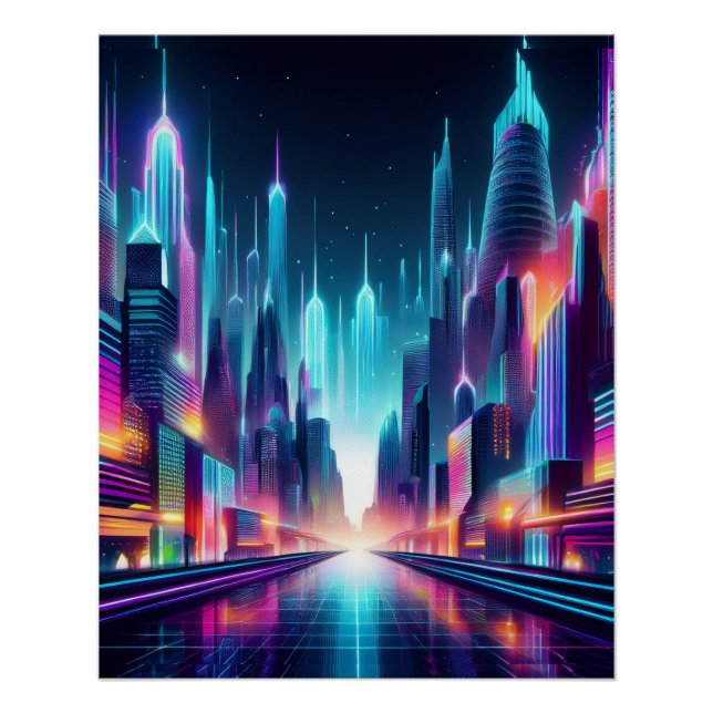 Poster Cityscape de Neon futuriste - Conception audacieus (Devant)