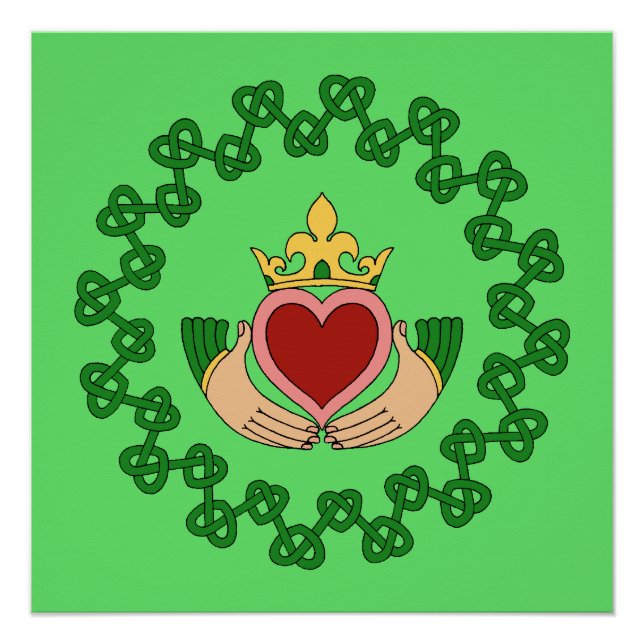 Poster Claddagh et Green Knotwork (Devant)