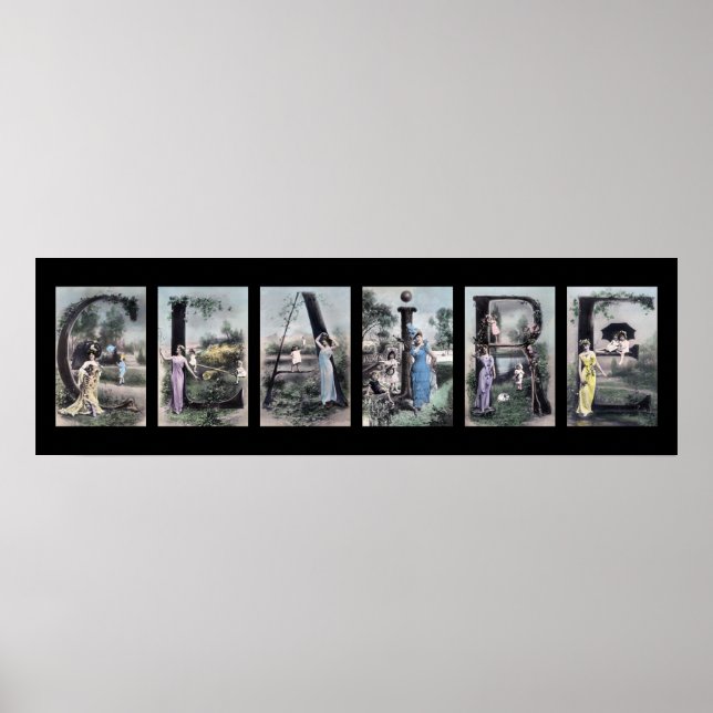 Poster CLAIRE Alphabet Vintage Lettre Nom Art (Devant)