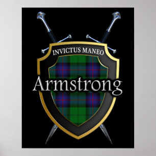 Poster Clan Armstrong Tartan Scottish Shield & Swords