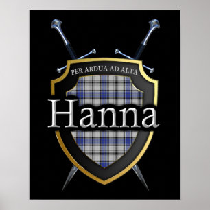 Poster Clan Hanna Hannay Tartan Bouclier & épées Imprimer