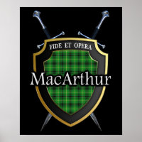 Clan MacArthur Tartan Scottish Shield & Swords