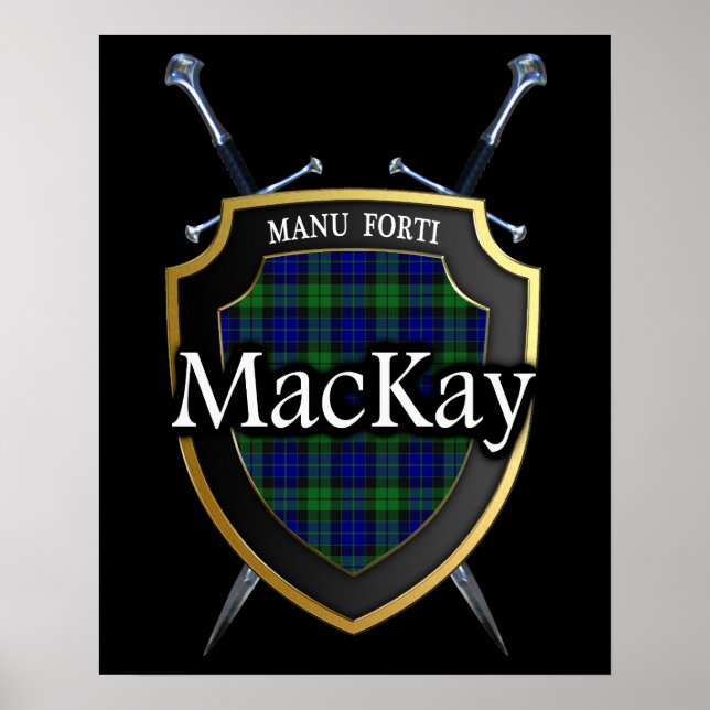 Poster Clan MacKay Tartan Scottish Shield & Swords (Devant)