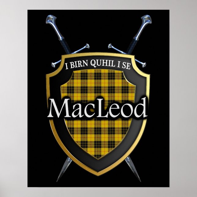 Poster Clan MacLeod Tartan Scottish Shield & Swords (Devant)