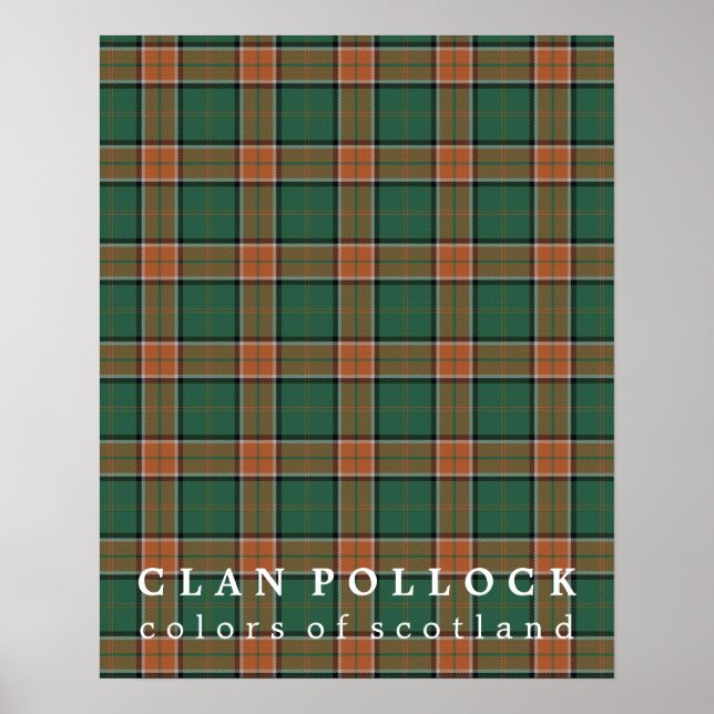 Poster Clan Pollock couleurs écossaise Tartan (Devant)