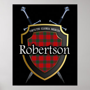 Poster Clan Robertson Tartan Scottish Shield & Swords