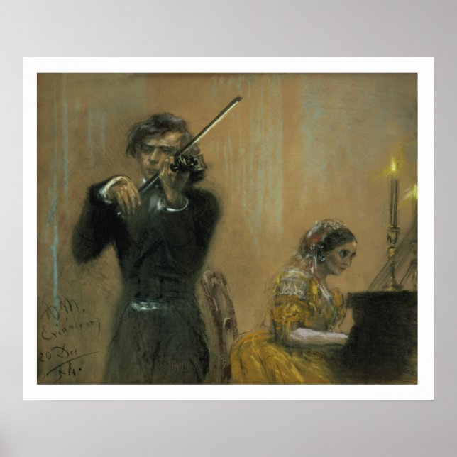 Poster Clara Schumann (1819-96) et violoniste, 1854 (pa (Devant)