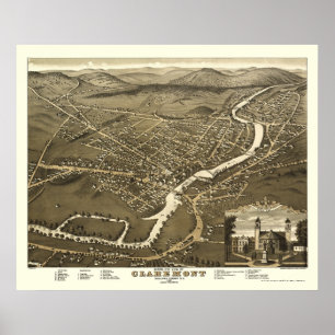 Poster Claremont, NH Panoramic Map - 1877