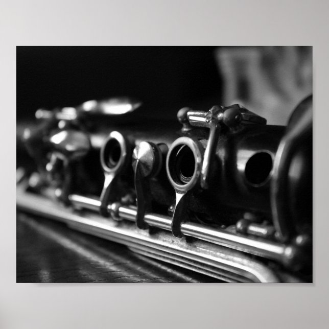Poster Clarinet, Photographie noir et blanc (Devant)