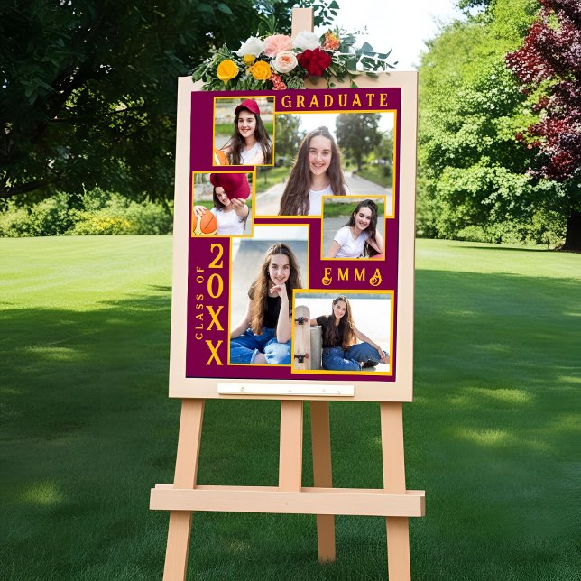 Poster Classe de 2025 Graduation Faire-part Multi Photo (Class of 2025 Graduation Announcement Multi Photo Poster)