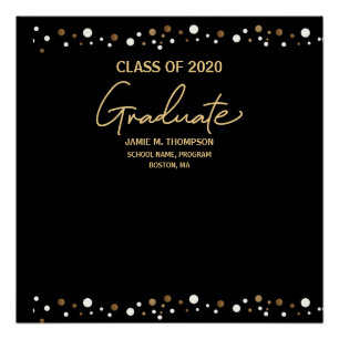 Poster Classe de Graduation de 2020 Gold/ Black Elegant