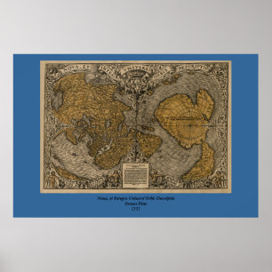Poster Classic 1531 Carte du monde antique par Oronce Fin