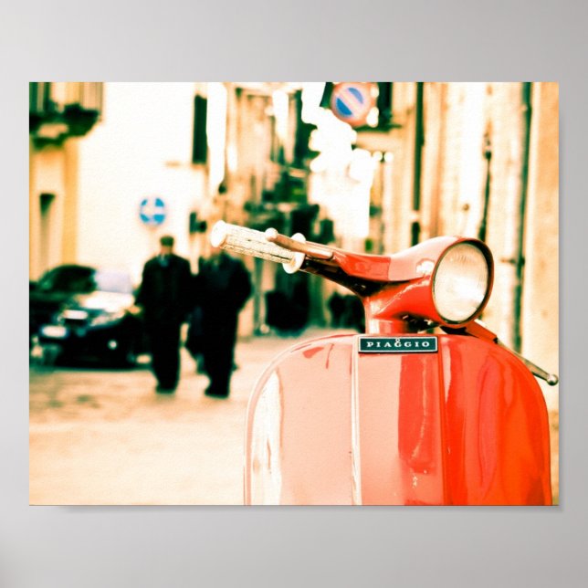 Poster Classic scooter rouge en Italie (Devant)