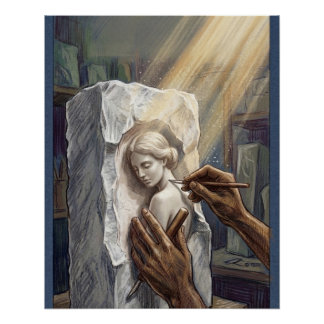 Poster Classical Marble Carving Illustration