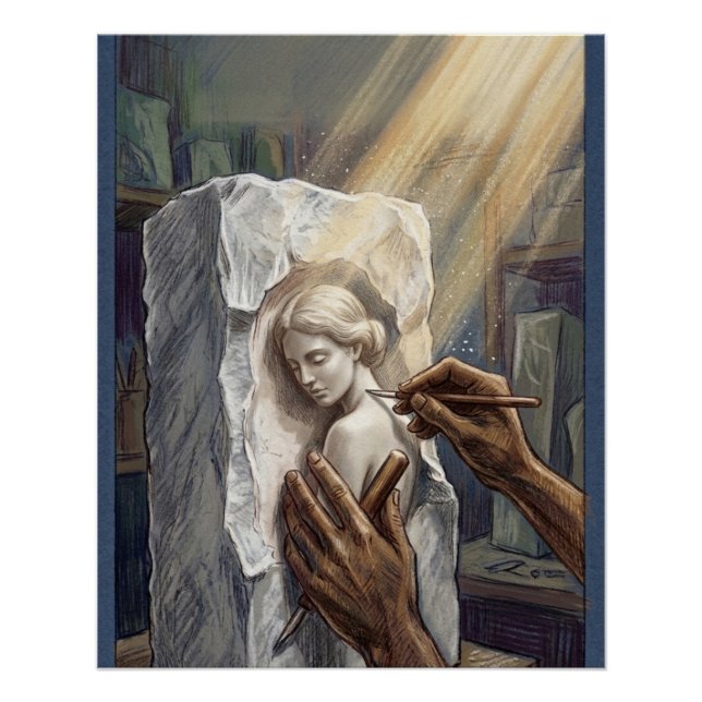 Poster  Classical Marble Carving Illustration (Devant)