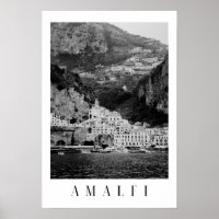 Poster classique Amalfi noir et blanc